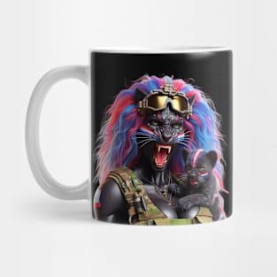 Woman Warrior Panther with Cub by focusln Mug